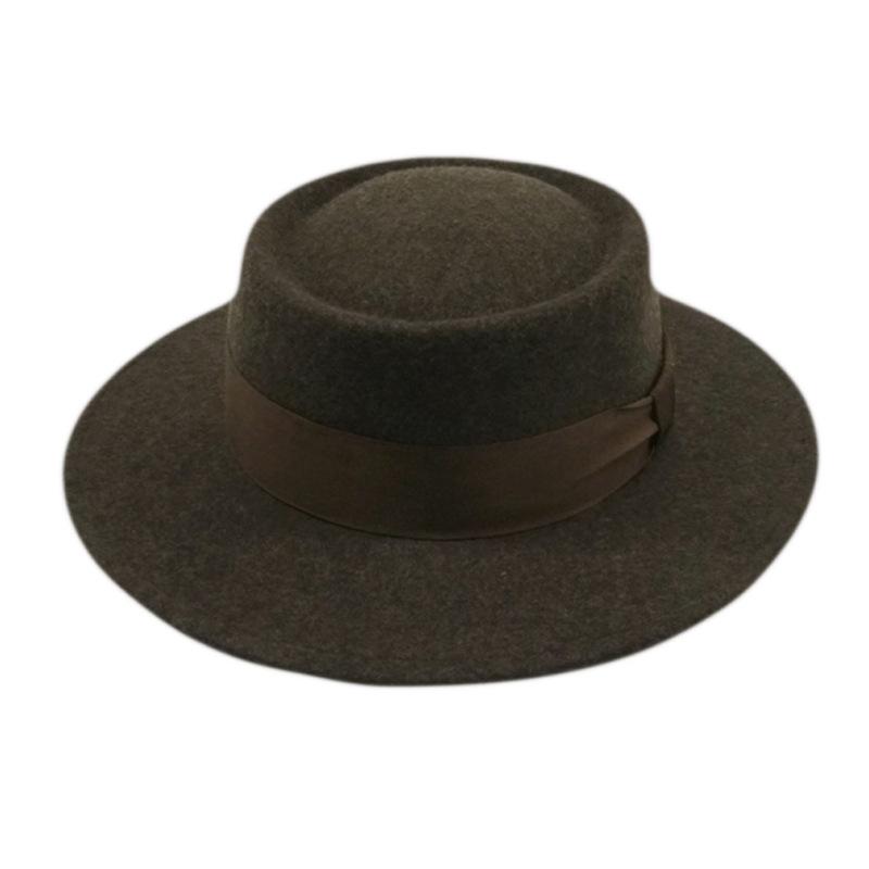 Internet-Berühmtheit Herbst und Winter Damen Französisch Retro Britisch Außenhandel Export Braun Breiter Rand Wolle Wollfilz Flache Kappe Vielseitig Filz