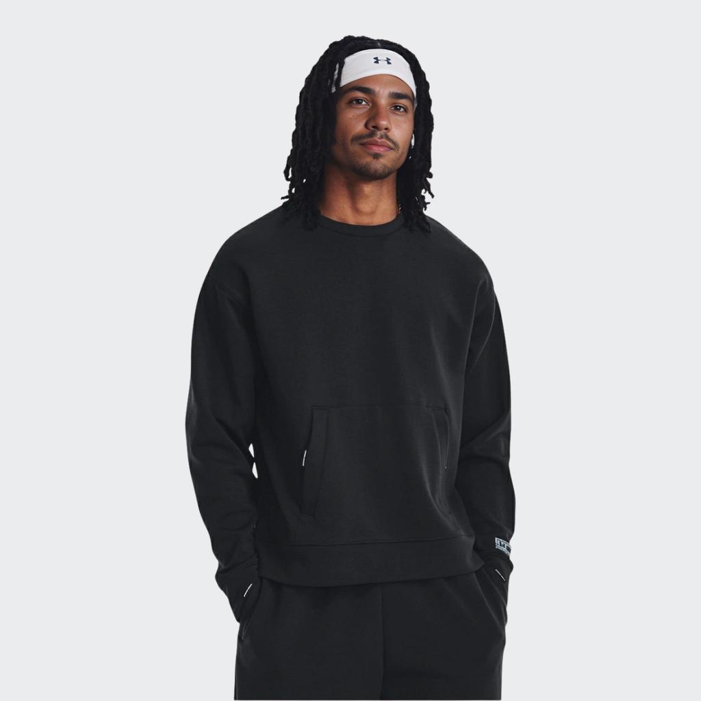 Under Armour Solid Knit Crew Neck Casual Sport Sweatshirt Men Tops Black 1377172-001