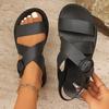 2025 Summer Flat Sandals Female Gladiator Open-toed Soft Jelly Sandals Women's Sponge Cake Non-slip Beach Shoes