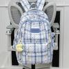 Schoolbag Vintage Plaid Junior High School School Bag Women's Fashion Large Capacity Computer Travel Backpack High School Student Backpack Tide