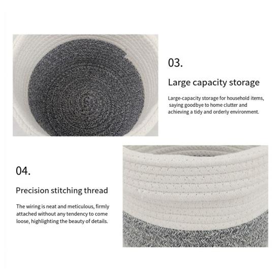 Cotton Rope Basket Large Toys Storage Woven Basket Decorative Round Closet Organizer for Clothes Towels Blankets
