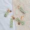 Alloy Keys Chain Pendant Leaf Striped Pearl Shells Accessories Bag Decoration