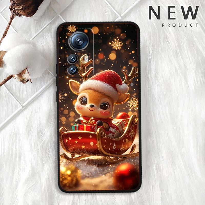 Christmas Cartoon Pattern For Xiaomi Mi 15 14 13 13T 12 12T 12S 11 11i 11T Pro Ultra Lite 5G Black Soft Phone Case