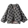 Parkas de bolinhas femininas primavera, decote em V, manga morcego, casacos quentes, versátil, casual, emagrecedor, jaqueta de algodão