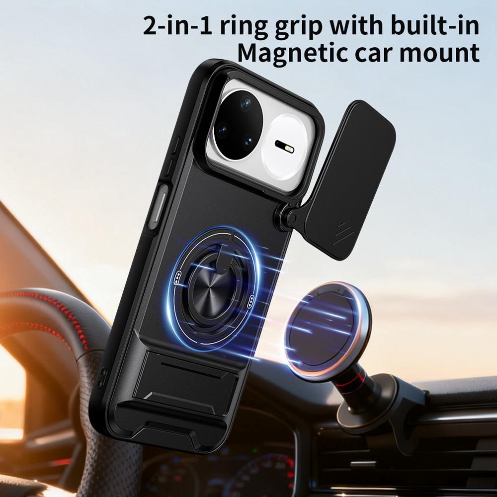 KEYSION Magnetic Phone Case for Huawei Nova 15 Pro Slide Camera Lens Protection Upright Kickstand 360° Ring Shockproof Back Cover