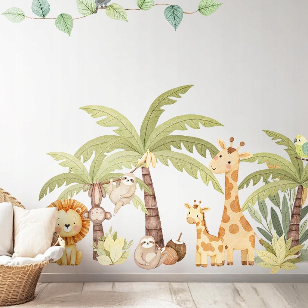 Safari Wall Stickers Exotic Animals Palm Trees Children'S Room