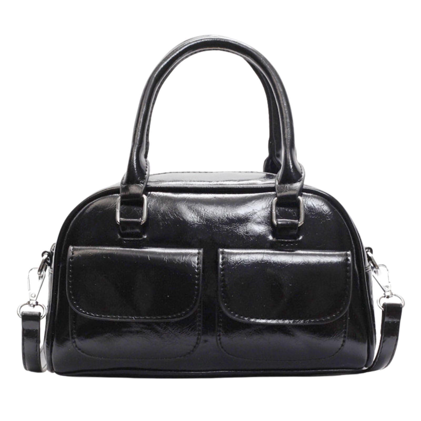 Мини-сумка Boston Harujio с двойным карманом, Сумка через плечо, Сумка Boston, Горизонтальная сумка, Женская, 2-в-1, Маленькая, Горизонтальная, Сумка через плечо, Сумка-кроссбоди,