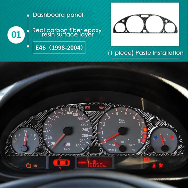 Koolstofvezel Interieur Instrumentenpaneel Decoratief Frame Dashboard Cover Stickers voor BMW 3 E46 M3 1998-2005 Interieur Accessoires