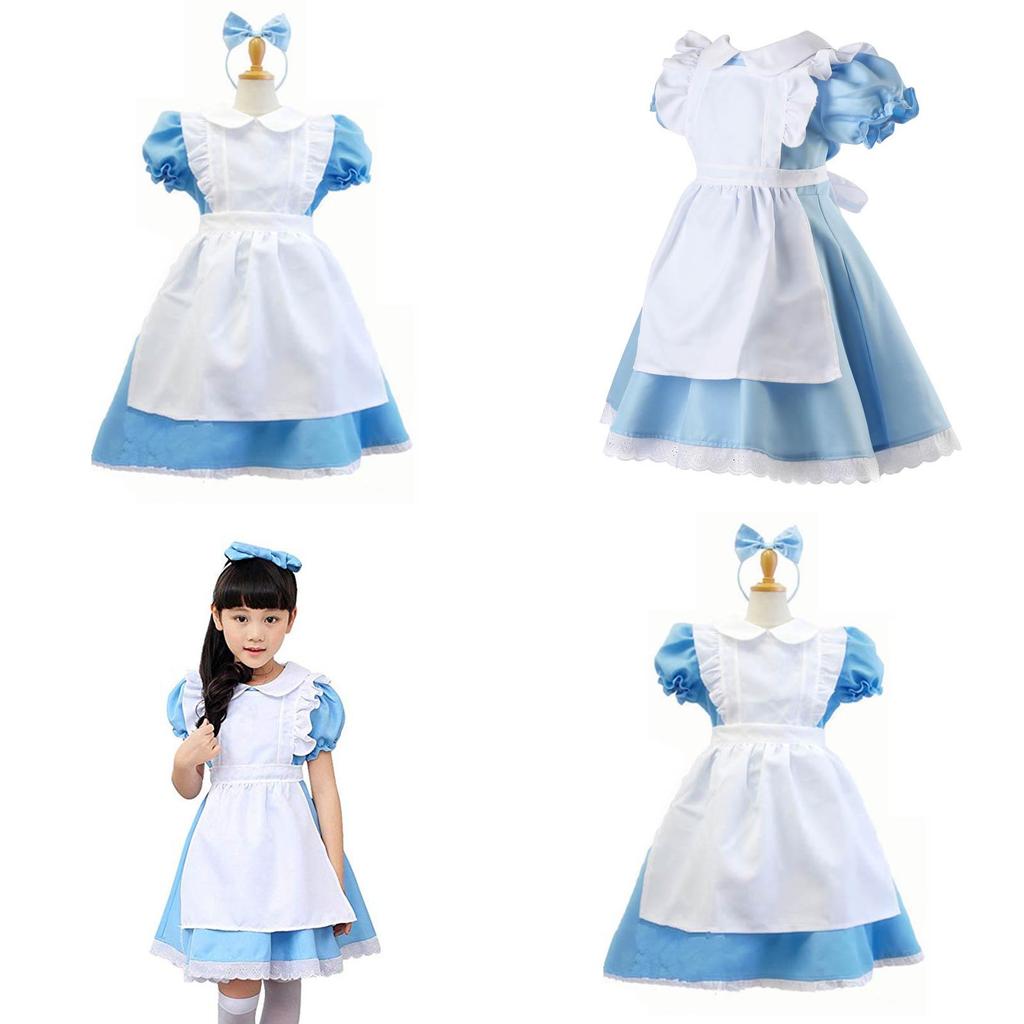 Vestido Bellamente Diseñado de Alicia en el País de las Maravillas con Mangas Abullonadas