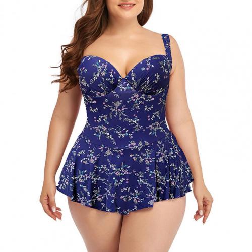 Women's Swimwear  Plus Size Swimsuit Solid Color Push Up Ruffle Hem Backless One-piece Swimsuit Swimwear for Swimming