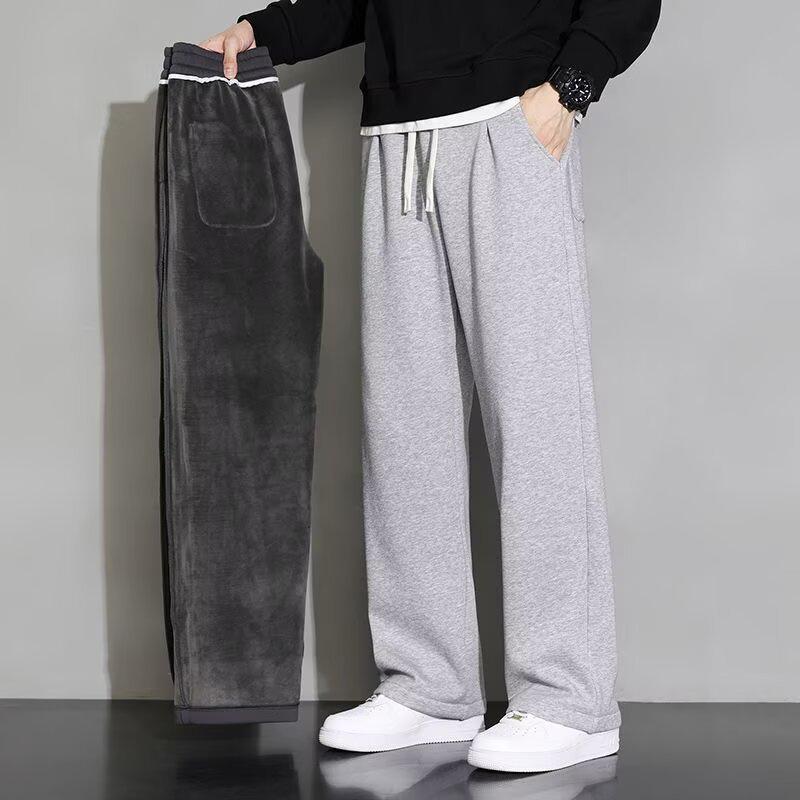 Men's Plus Size Corduroy Wide-Leg Pants, Loose Fit, Casual Streetwear for Spring & Autumn