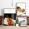 Vintage-Poster, Musikinstrumente, Wandkunst, Leinwandgemälde, Retro-Geigen-Schallplatten-Poster und Drucke, Wandbilder für das Wohnzimmer