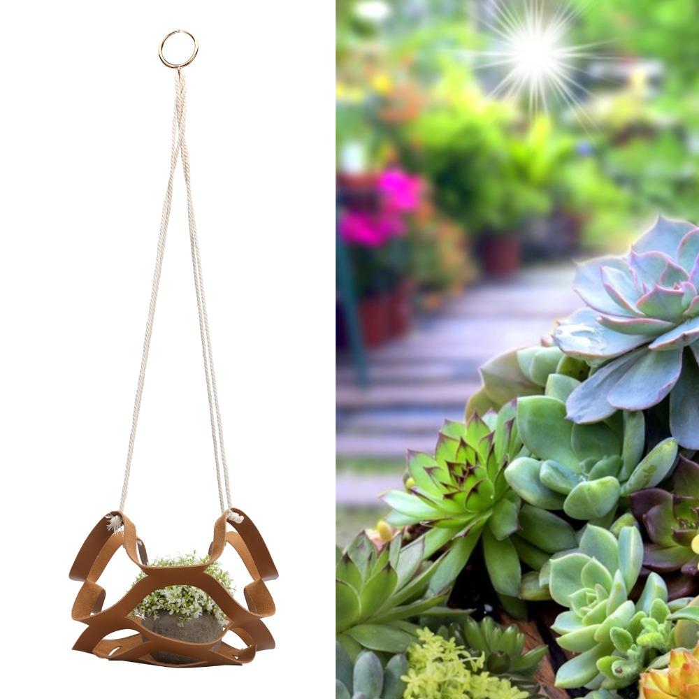 Large Hanging Planter Brown Plant Hanger Gardening Accessories Planter Shelf  Indoor Decor