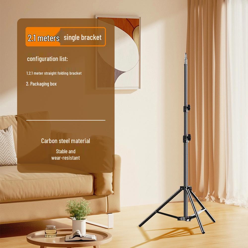 2.1-Meter Portable Floor Tripod with Fill Light for Outdoor Live Streaming & Vlogging