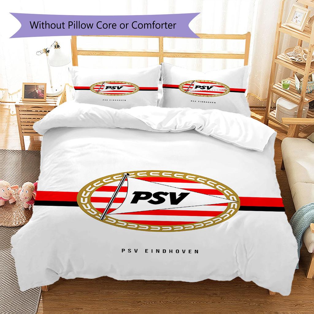 PSV Eindhoven Pattern Bedding,Quilt Set Quilt Cover Pillowcase Home Birthday Gift(1 * Duvet Cover + 2 * Pillowcase, Without Core)