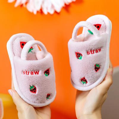 Chaussons en coton pour enfants, chaussures d'hiver chaudes et solides pour la maison, chaussures de sol en peluche pour garçons et filles, chaussures d'intérieur en coton à semelle souple antidérapantes