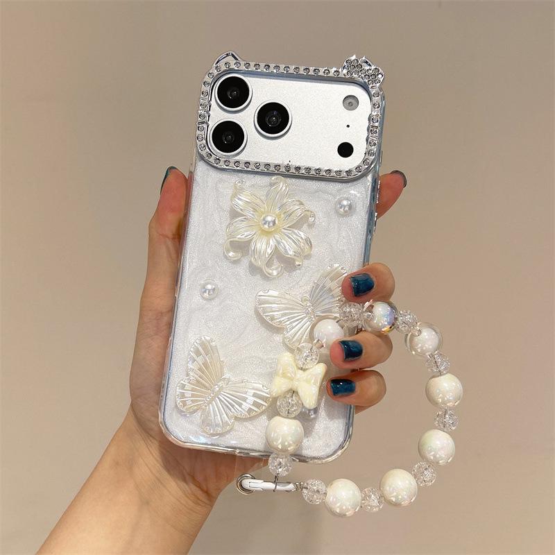 Epoxy 3D Rose Butterfly Phone Case for iPhone 17Pro Max, 16, 13, 12