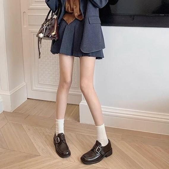 [Youshilai] Temperament thick heel small square head loafers women's 2025 spring new fashion casual versatile single shoes