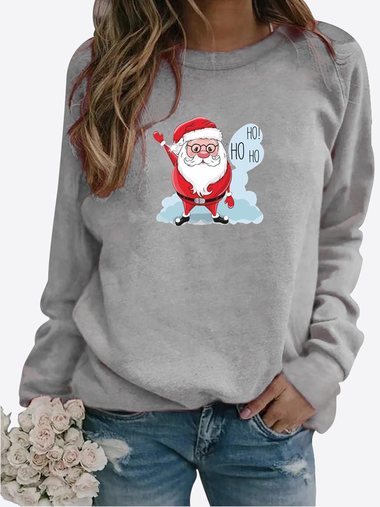 Autumn New Sweater Women Winter Long Sleeved Casual Round Neck Black Cats Printed Loose Sweatshirt Tops & Blouses Plus Size T-shirts