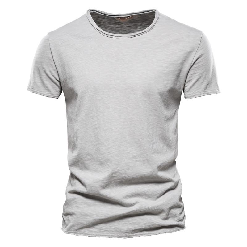Herren-T-Shirt aus 100 % Baumwolle, lässig, weich, Fitness, Sommer, dünne T-Shirts, Herren-Hauskleidung, O-Ausschnitt, kurzärmelig, einfarbiges T-Shirt für Männer