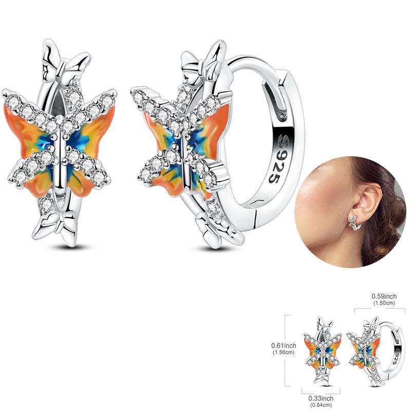 Early Spring 925 Silver Pink Tulip Sunflower Butterfly Grape Sweet Fresh Earrings Fit For Engagement Fine Jewelry Gifts