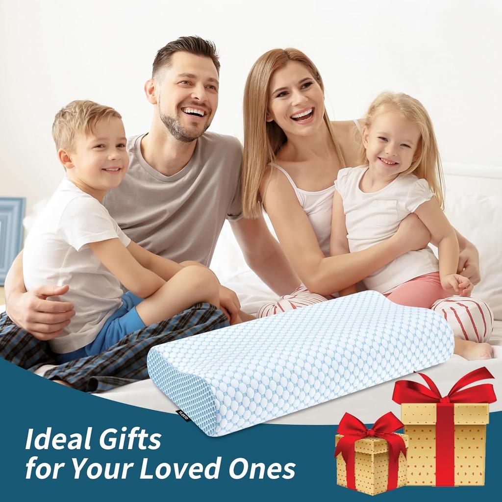 Cervical Pillow for Neck Pain Relief, Contour Memory Foam Pillows for Sleeping, Odorless Ergonomic Pillow Adjustable Orthopedic Cooling Pillow Bed