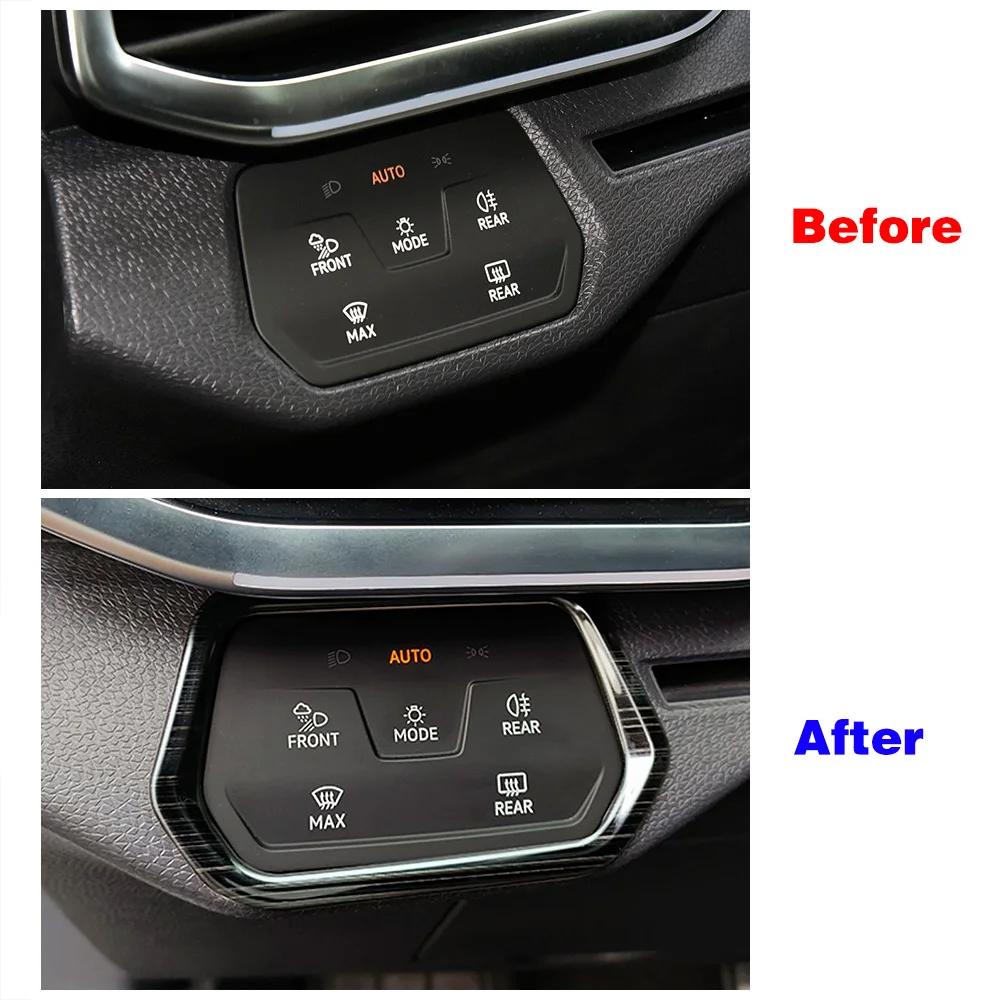 Für Volkswagen VW ID.4 ID4 2024 2024 2024 Auto Scheinwerfer Schalter Taste Rahmen Ring Abdeckung Trim Innen Teil Refit Aufkleber