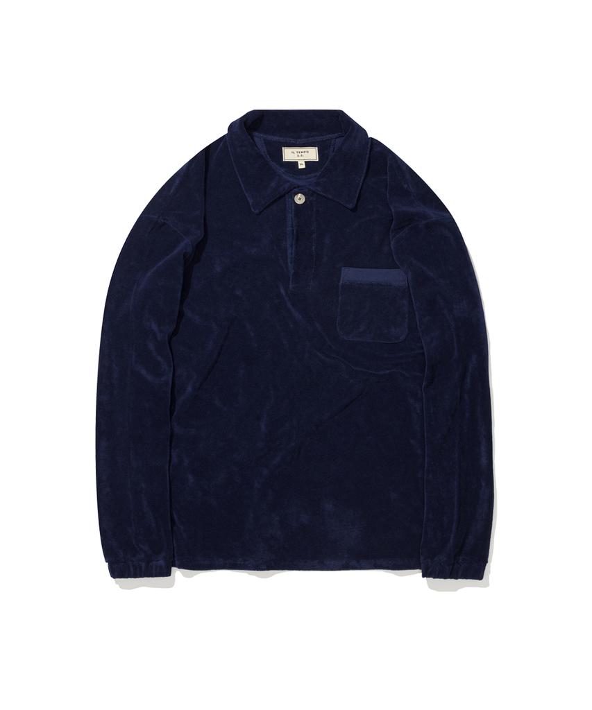 IL TEMPO SELECT SHOP Terry Oversized Collared Long Sleeve Tee Navy