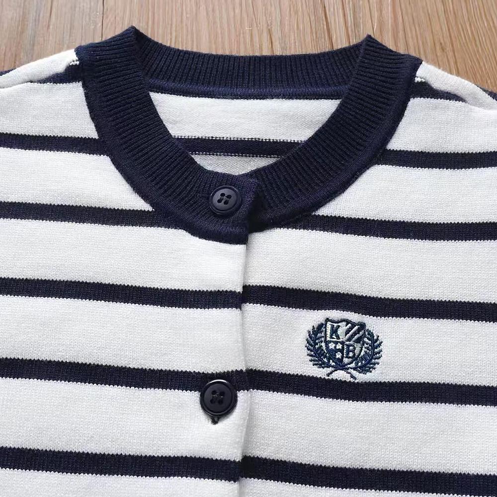 Kids Clothing Set Striped Knit Cardigan Pleated Skirt Cute Girls Outfit for Ages 5-12 Autumn Winter Children's Sweater Set