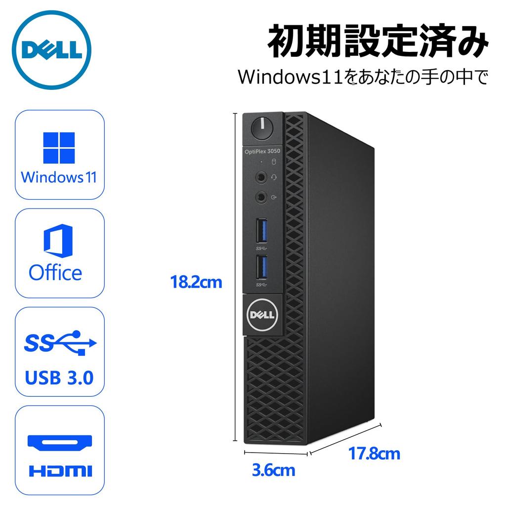 Generalüberholter Dell 3050 Micro Desktop 6. Generation Core Microsoft Office Windows Kabellos Hohe Leistung 16GB Arbeitsspeicher 512GB Ultra-Mini-PC, i5-6500T,