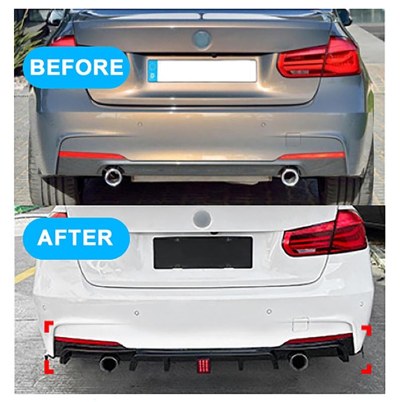 Diffusore Posteriore Lip Per BMW F30 MT MP 325i 330i 2013-2019 Doppio Scarico Lip Nero Con Splitter Luci Valance Spoiler