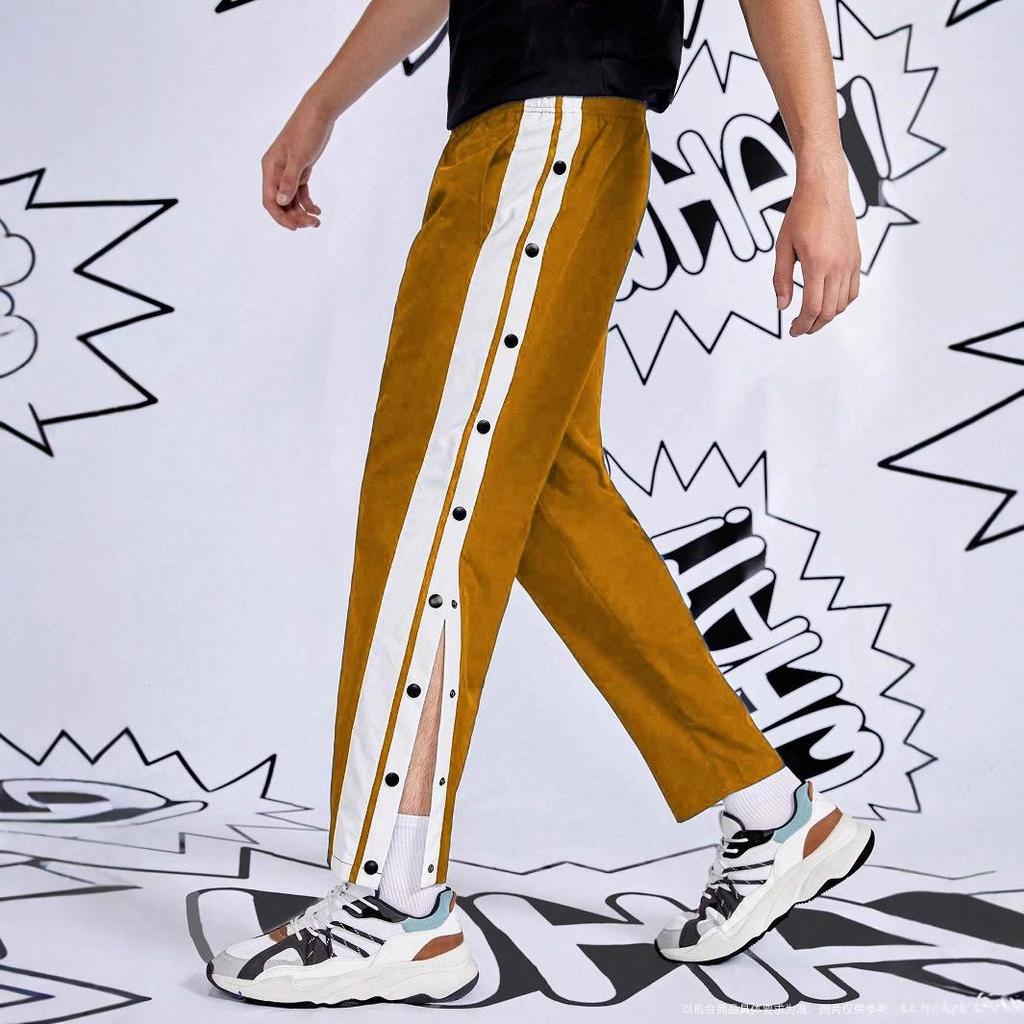 Gestreifte Hip-Hop Trendige Herren Casual Knopfleiste Gerade Hosen
