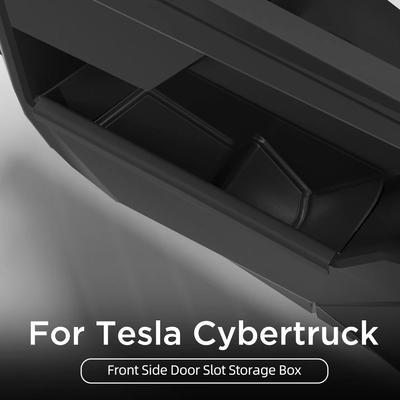 For Tesla Cybertruck 2025 2025 Car Door Side Storage Box 2PCS TPE Front Storage Tray Organizer Tidying Black