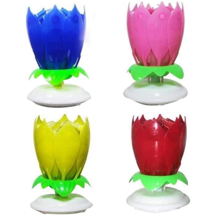 Lotus Geburtstagskerze - Partydekoration - 4 Stück - Musik - Rosa - Innen