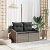 vidaXL 2-seater Garden Sofa with Storage and Cushions In Grey Poly Rattan 42006784