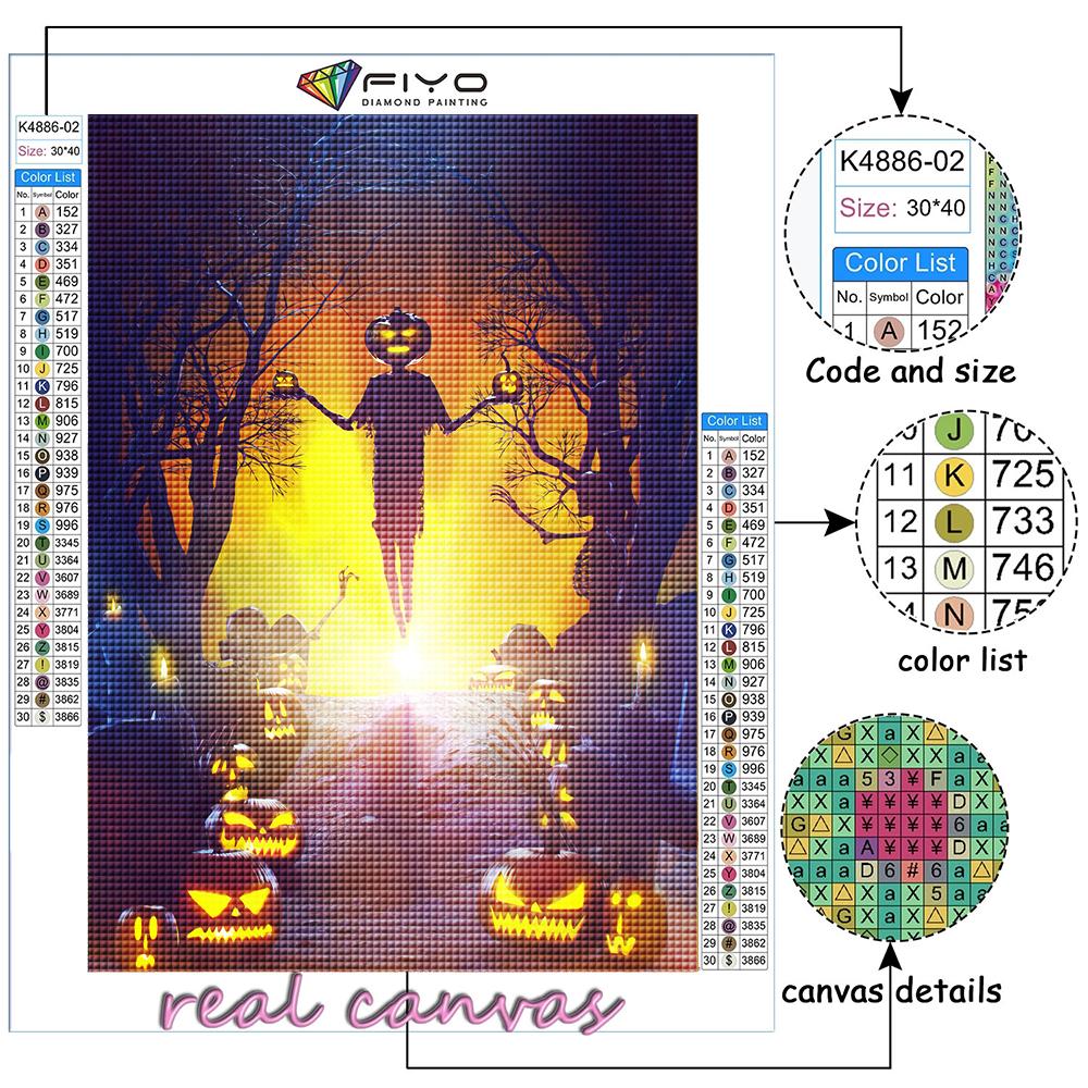 5D Diamond Painting Halloween Scary Pumpkin Head Man DIY Diamond Embroidery Rhinestone Home Decoration