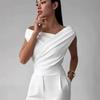 Camiseta de Verano sin Mangas de Color Sólido con Cuello Irregular, Camiseta de Cintura, Elegante, Temperamento Casual, Top Versátil