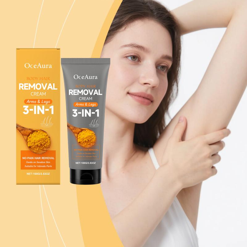Moisturizing Hair Removal Cream Fast Acting Turmeric Depilatory for Smooth Skin Use on Legs Armpit Bikini