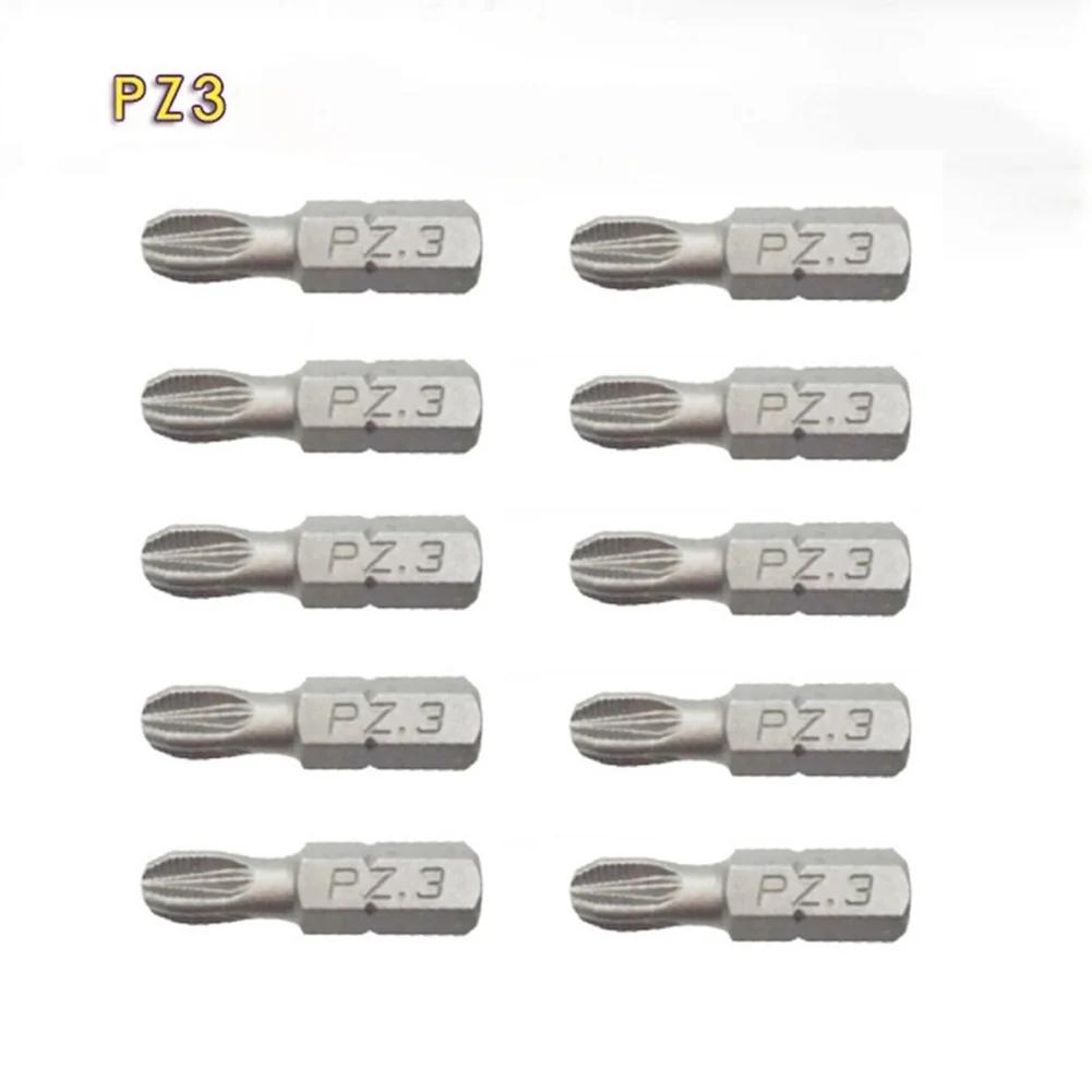 10Pcs Electric Hex Shank Screwdriver Bits PH1 PZ1 PH2 PZ2 PH3 PZ3 Magnetic Anti Slip 25mm For 1/4" Electric Hand Screwdriver