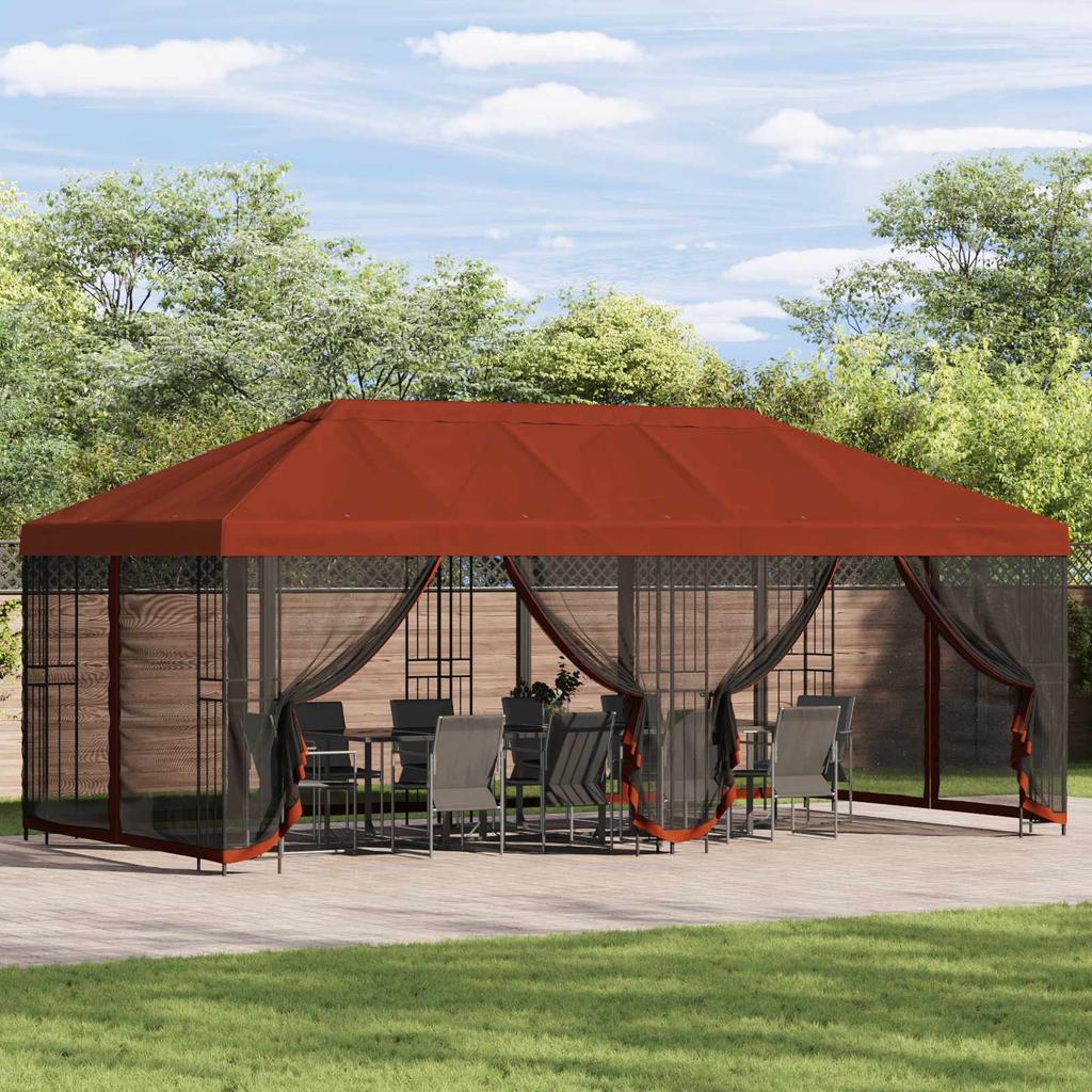 Pavilion with Side Walls 6 X 3 M Terracotta