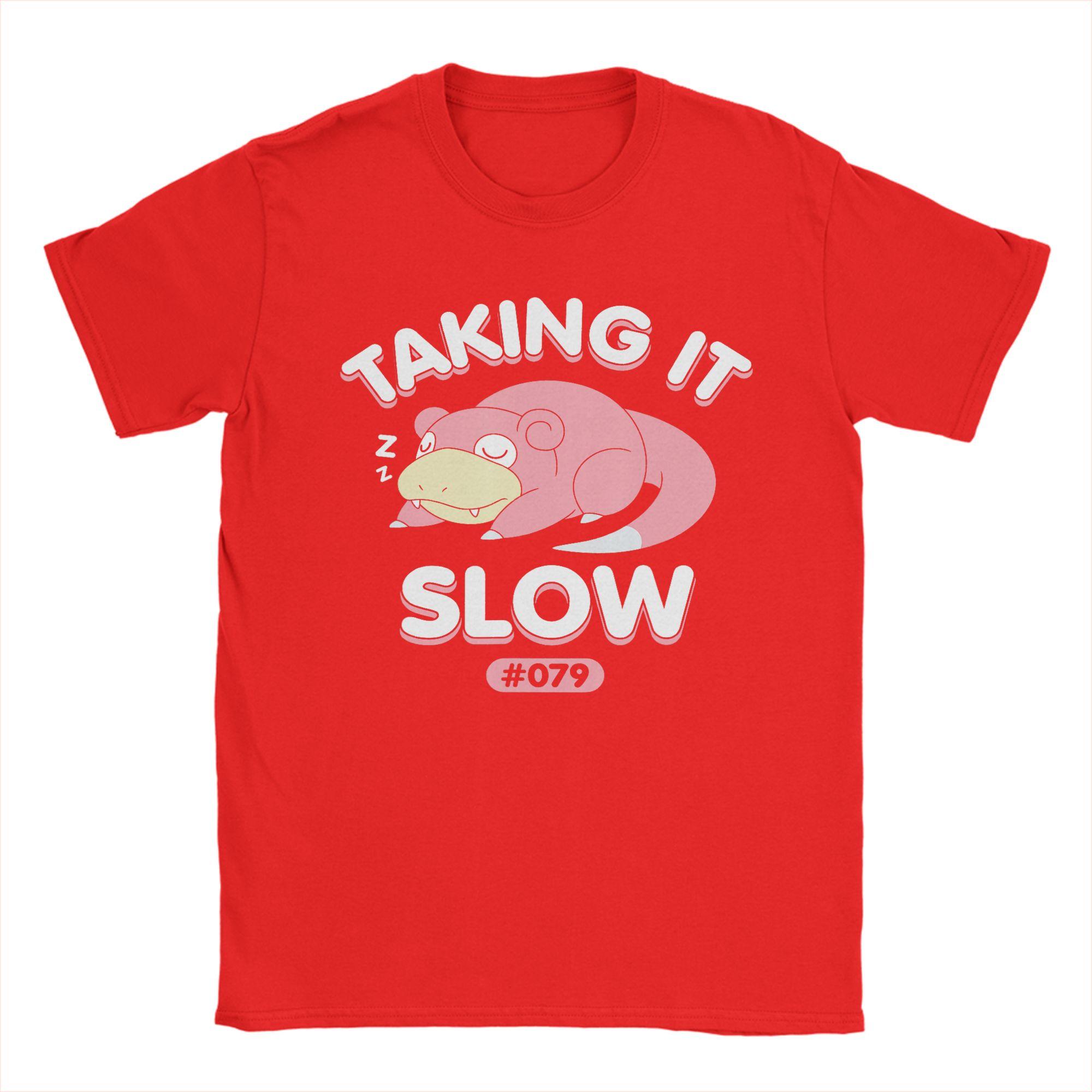 Funny PPokemon Slowpoke Taking It Slow TShirt for Men O Neck Cotton T Shirt  Short Sleeve Tees Printing Tops M