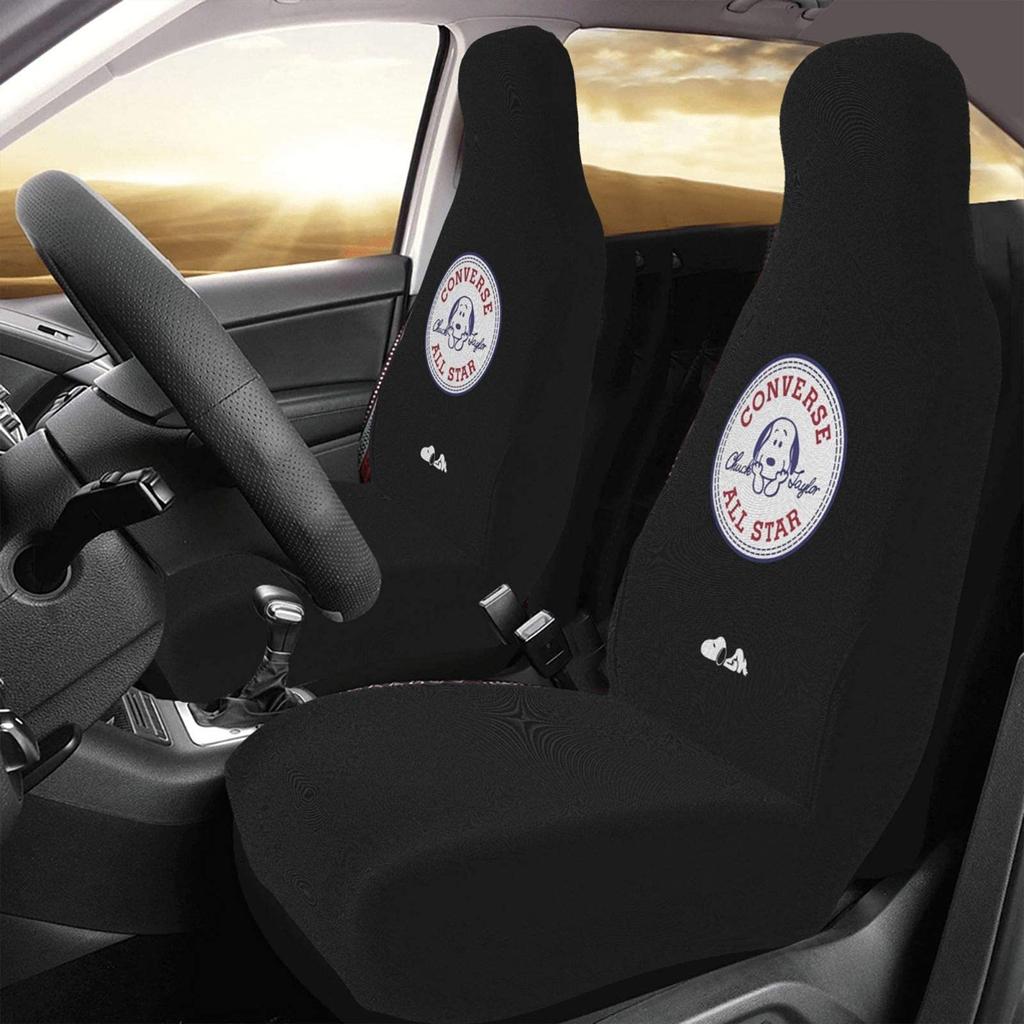 Snoopy Car Seat Set of Front Seat Covers for Light and Standard Full Coverage for Driver and Passenger Black Covers, 2, Cars, Seats,