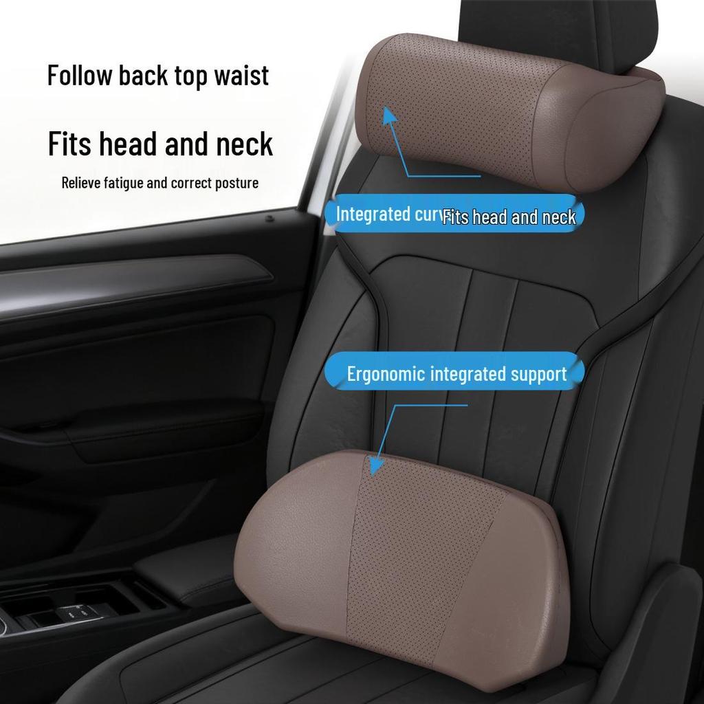 Car Headrest Neck Pillow & Lumbar Support Cushion | All-Season Car Accessories | Fits Most Models