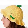 Ruffle Strawberry Knitted Hat Fruit Shaped Knit Fisherman Hat Knitted Bucket Hat  Streetwear