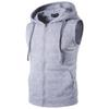 2024 Men's Hooded Sleeveless Vest & Zipper Pocket Solid Color Jacket for Spring and Autumn