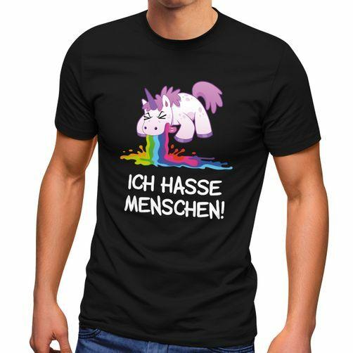 Men's T-Shirt Saying I Hate People Puking Unicorn Fun Shirt Saying-