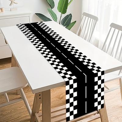 1 Stück Rennstrecke Tischläufer Rennauto Schwarz Weiß Karierte Tischdecke Wiederverwendbar Rennstrecke Jungen Geburtstagsparty Dekorationen