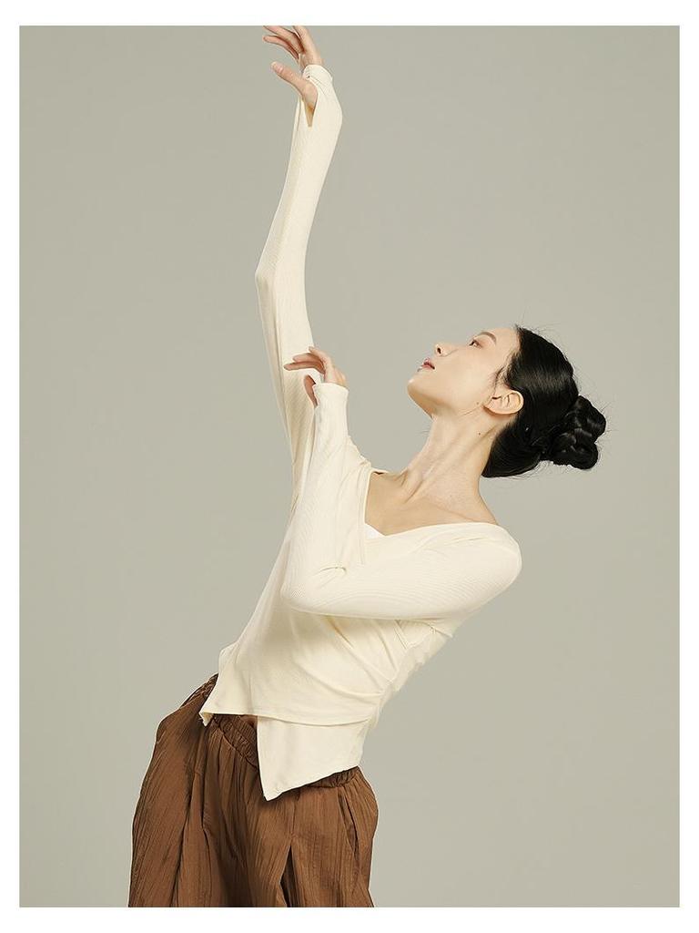 Dámský zeštíhlující top na tanec a jógu - Moderní, klasické a čínské taneční cvičební oblečení
