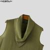 INCERUN Men Swing Collar Sleeveless See Through Casual Sheer Tank Tops