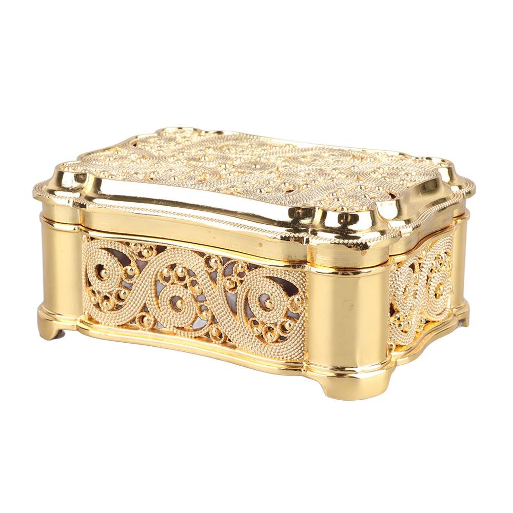 Alloy Small Treasure Chest Gold Trinket Organizer Decorative Boxes Metal Jewelry Box Home Storage